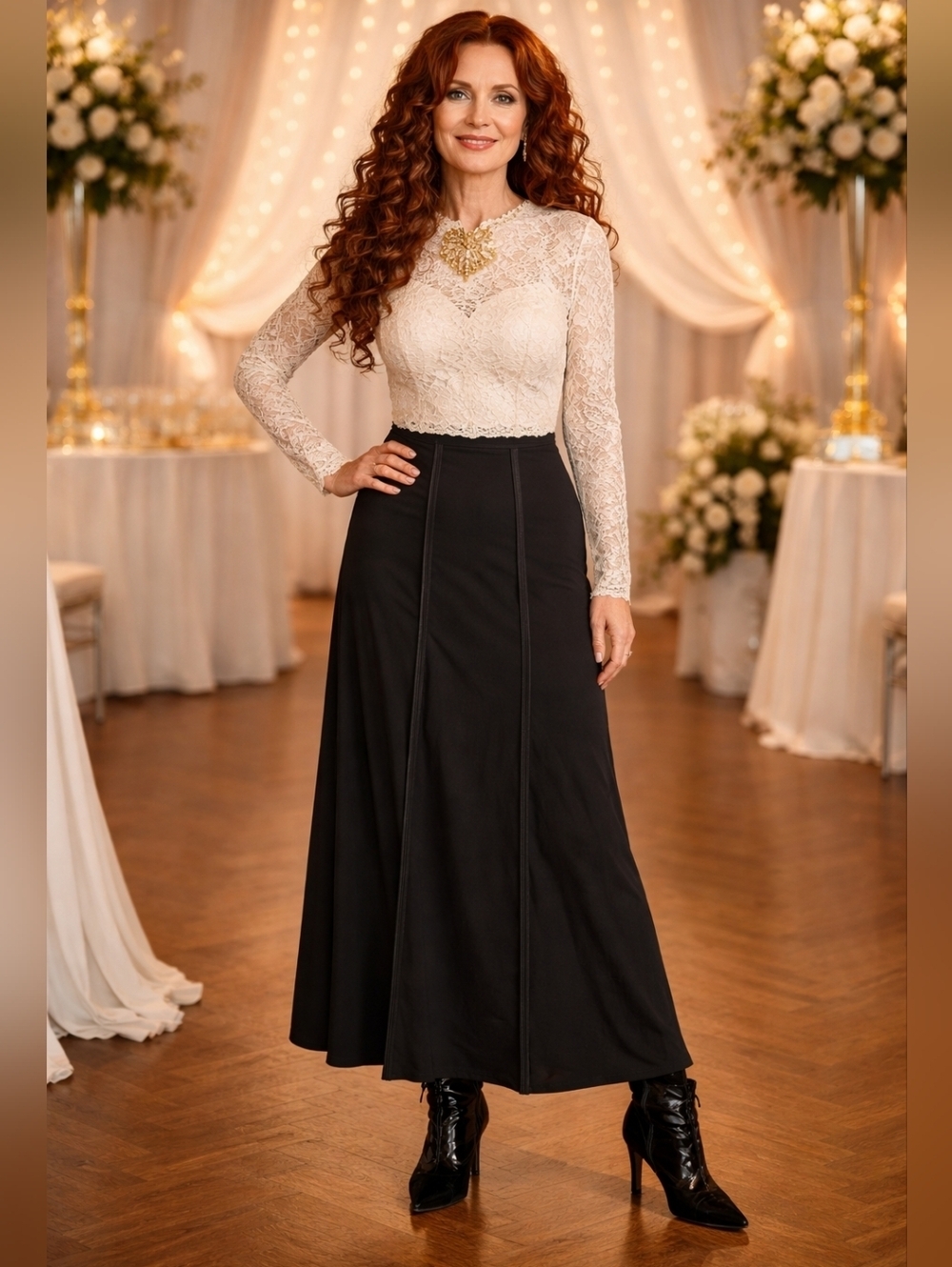Joseph Ribkoff Black Maxi Skirt With Zipper Slit Size 10